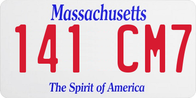MA license plate 141CM7