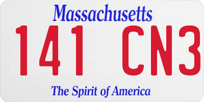 MA license plate 141CN3