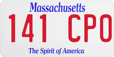 MA license plate 141CP0