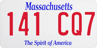 MA license plate 141CQ7