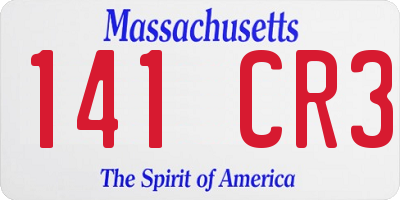 MA license plate 141CR3