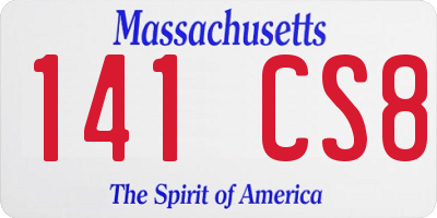 MA license plate 141CS8