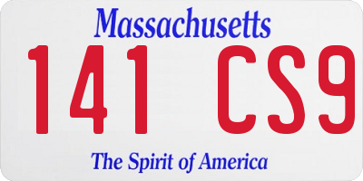 MA license plate 141CS9