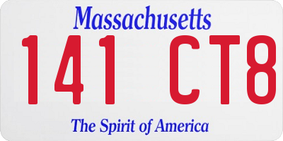 MA license plate 141CT8