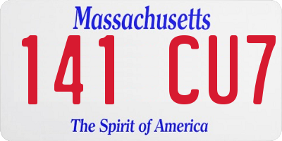 MA license plate 141CU7