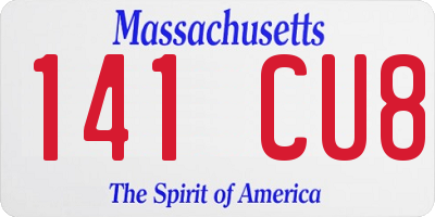 MA license plate 141CU8