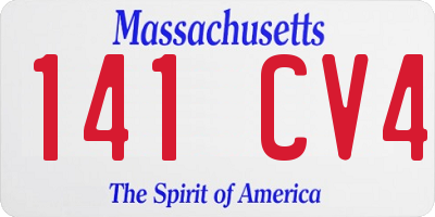 MA license plate 141CV4