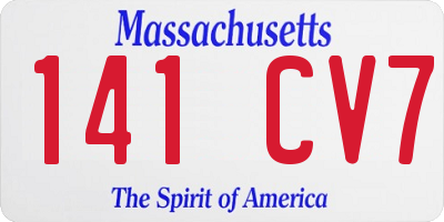 MA license plate 141CV7