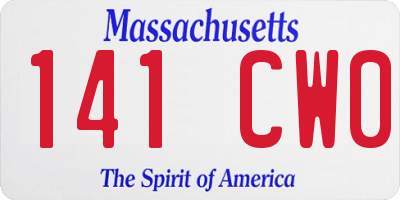 MA license plate 141CW0
