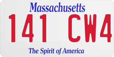 MA license plate 141CW4
