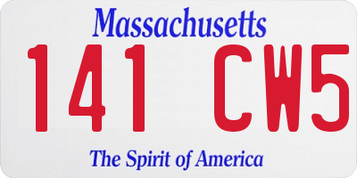 MA license plate 141CW5