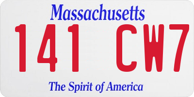 MA license plate 141CW7