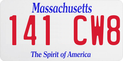 MA license plate 141CW8
