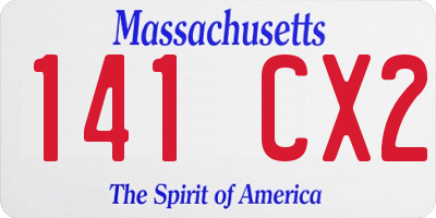 MA license plate 141CX2