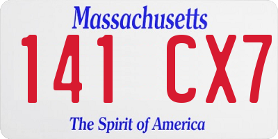 MA license plate 141CX7