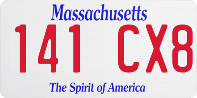 MA license plate 141CX8