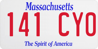 MA license plate 141CY0