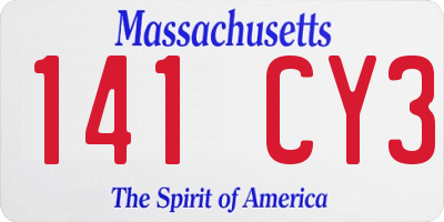 MA license plate 141CY3