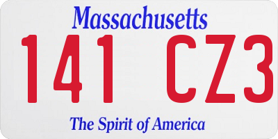 MA license plate 141CZ3