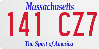 MA license plate 141CZ7