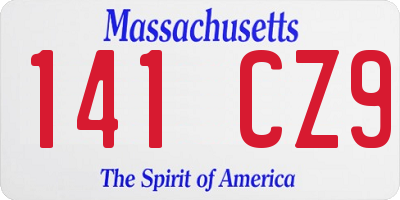 MA license plate 141CZ9