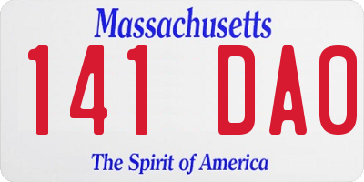 MA license plate 141DA0