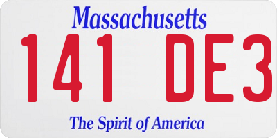 MA license plate 141DE3