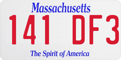 MA license plate 141DF3