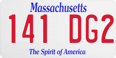 MA license plate 141DG2