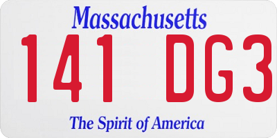 MA license plate 141DG3