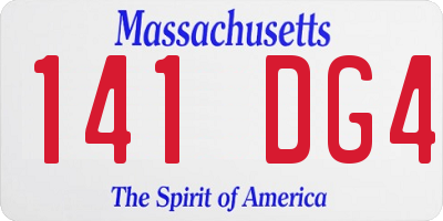 MA license plate 141DG4