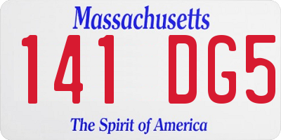 MA license plate 141DG5