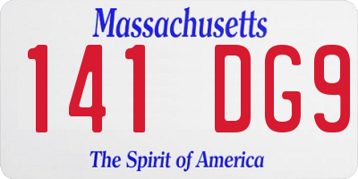 MA license plate 141DG9