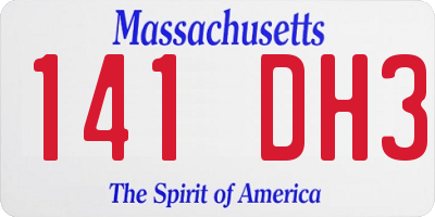 MA license plate 141DH3