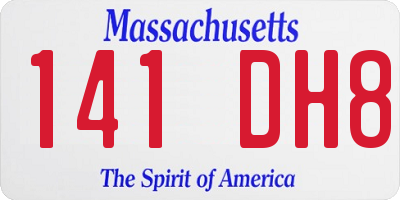 MA license plate 141DH8