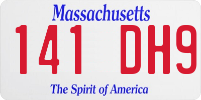 MA license plate 141DH9