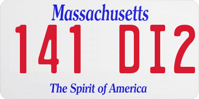 MA license plate 141DI2