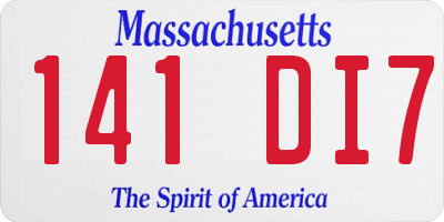 MA license plate 141DI7