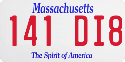 MA license plate 141DI8