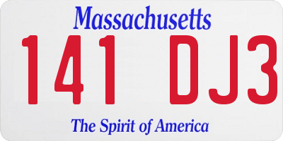MA license plate 141DJ3