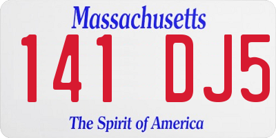 MA license plate 141DJ5
