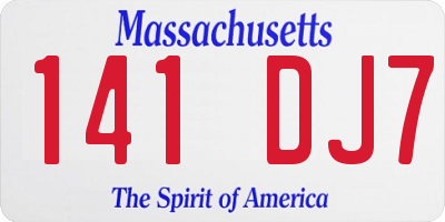 MA license plate 141DJ7