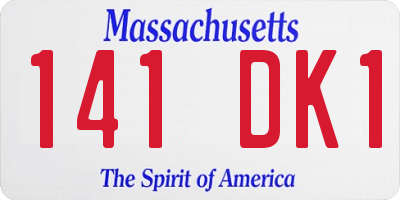 MA license plate 141DK1