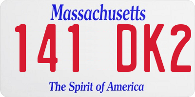 MA license plate 141DK2