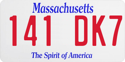 MA license plate 141DK7
