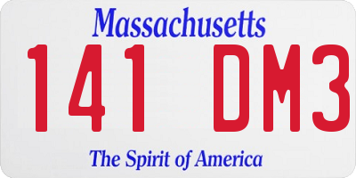 MA license plate 141DM3