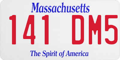 MA license plate 141DM5