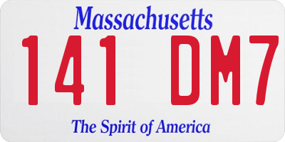 MA license plate 141DM7