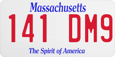 MA license plate 141DM9