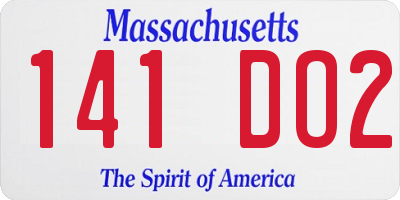 MA license plate 141DO2